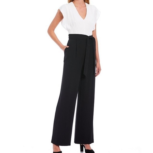 ELIZA J V-Neck Flutter Sleeve Tie Waist - Picture 1 of 6
